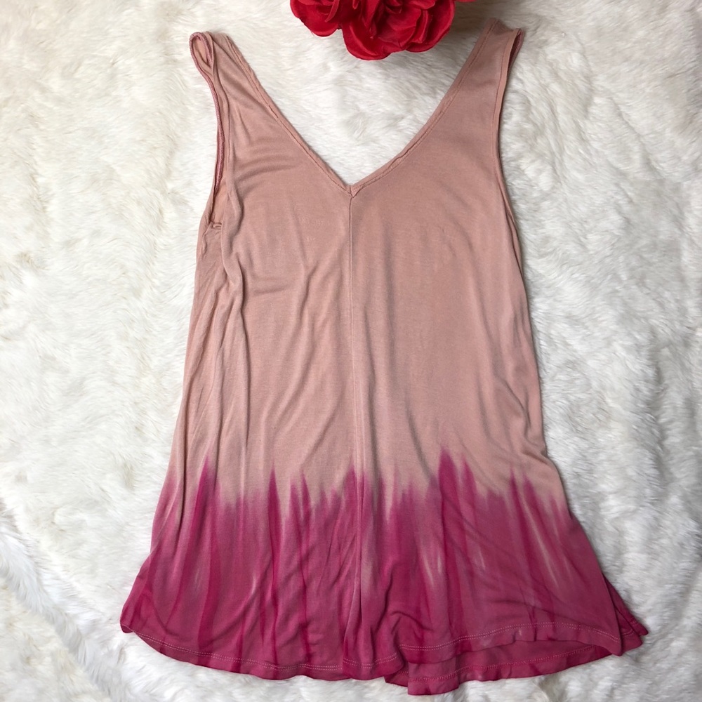 We The Free V Neck Sleeveless Pink Ombré Tank - Picture 2 of 5